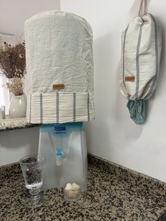 GUARDA BOLSAS. Crudo y rayas grises. en internet