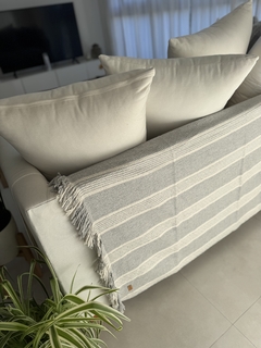 Manta Italia, tejida. Gris con crudo. - comprar online