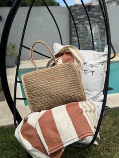 Manta Lona Bahamas. Terracota y crudo. - tienda online
