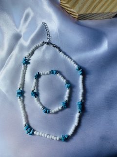 CHOKER DE MIÇANGAS COM TURQUESA + PULSEIRA na internet
