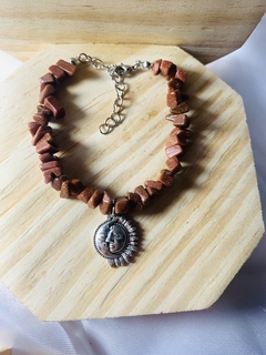 PULSEIRA DE PEDRA DO SOL COM PINGENTE DE SOL E LUA - loja online