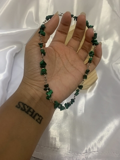 CHOKER DE MALAQUITA COM AÇO INOX - loja online