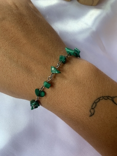 PULSEIRA DE MALAQUITA AÇO INOX - Ohana Gaia
