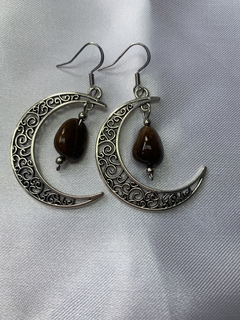 PAR DE BRINCO LUNAR COM PEDRAS