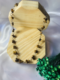 CHOKER DE OLHO DE TIGRE COM AÇO INOX