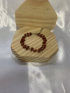 PULSEIRA DE JASPE VERMELHO AÇO INOX - loja online