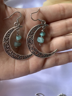 Imagem do PAR DE BRINCO LUNAR COM CASCALHOS DE CRISTAIS