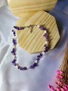 CHOKER DE AMETISTA COM MADREPÉROLA GOTA - comprar online