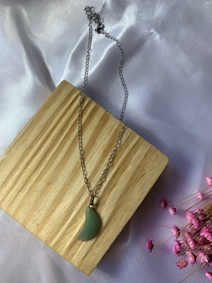 CHOKER DE AÇO INOX COM QUARTZO VERDE - comprar online