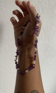 CHOKER DE AMETISTA COM MADREPÉROLA GOTA - Ohana Gaia