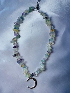 CHOKER DE FLUORITA COM MEIA LUA - Ohana Gaia