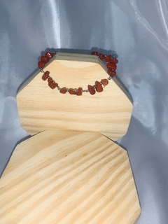 PULSEIRA DE JASPE VERMELHO AÇO INOX na internet