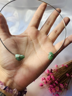 CHOKER DE METAL COM QUARTZO VERDE - comprar online