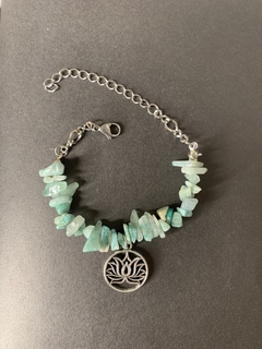 PULSEIRA DE AMAZONITA COM FLOR DE LÓTUS na internet