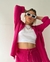 Conjunto curto plissado de manga comprida feminina, roupas casuais, terno de bot - loja online