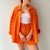 Conjunto curto plissado de manga comprida feminina, roupas casuais, terno de bot - RoyaleShop