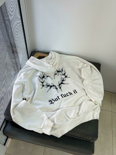 BUZOS BOXY FIT "BUT FUCK IT" (CREMA) - comprar online