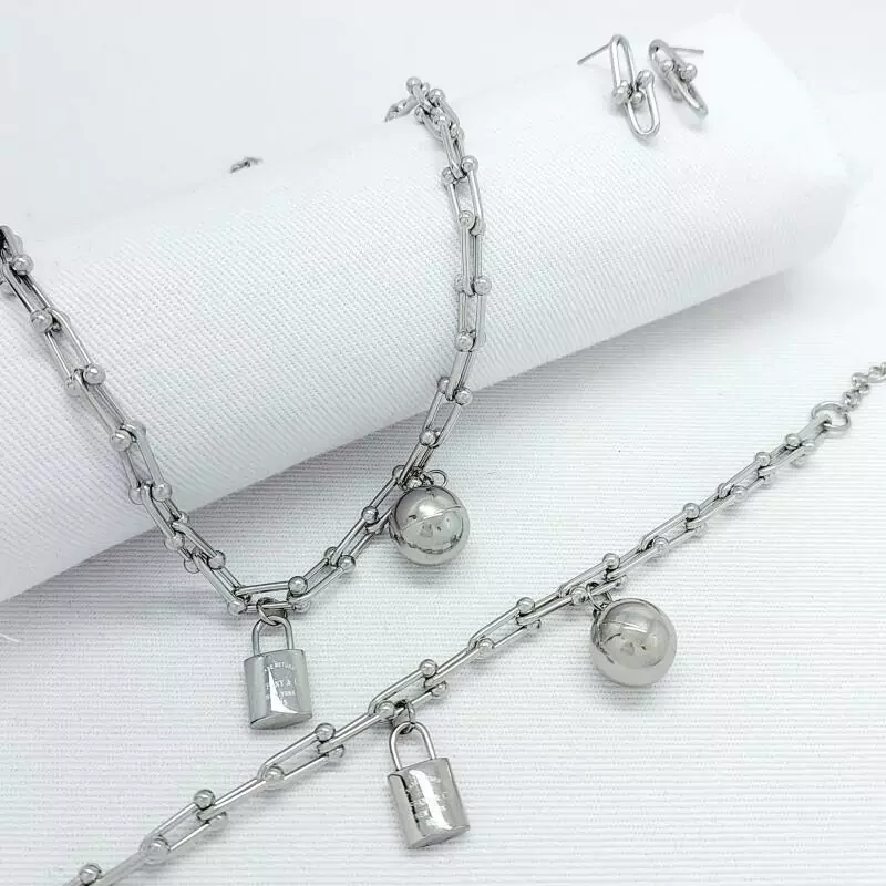 Conjunto TT. Elos Liso Ródio