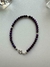 Pulsera cristales checos violeta con 5 bolitas de Plata