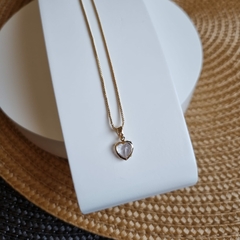 COLAR PINGENTE CORAÇÃO ZIRCÔNIA DUPLA FACE 48CM - comprar online
