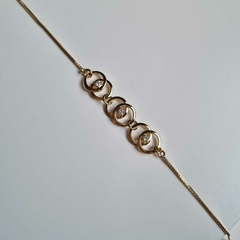 PULSEIRA SEIS ELOS COM ZIRCÔNIAS 8MM 22CM