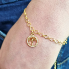 PULSEIRA ÁRVORE DA VIDA C/ZIRCÔNIAS 22CM