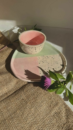 Set Plato y cuenco Mint and Pink en internet