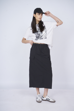 Falda TELA AVION FRUNCE Negro - tienda online