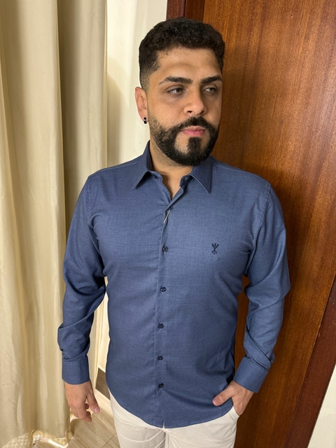 Social Azul Marinho Journey Slim Fit Fibra de Bambu ML Arrow