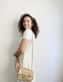 Bolsa Feminina estruturada matelassê - Bella - Dourado - loja online