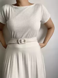 Cinto Feminino Couro Plus Size - Fivela encapada - Off white na internet