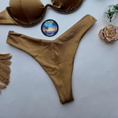 VESTIDO DE BAÑO CON COPA DORADO - comprar online
