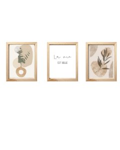 Kit de 3 cuadros decorativos LA VIE EST BELLE - comprar online