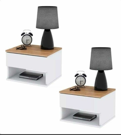 MESA LUZ FLOTANTE BLANCA Y MADERA - comprar online