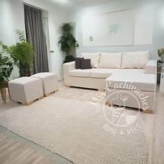 SOFA CIPRÉS 2 METROS MAS CAMASTRO MAS DOS PUFF Pana antimanchas - comprar online