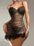 Conjunto de lencería con suéter, vestido transparente de encaje con contraste. en internet