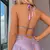 Body con cuello Halter de peluche en detalles de encaje Floral.