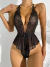 Body de encaje transparente con detalle de pestañas seductor erótico, lencería. - tienda en línea
