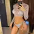 Imagen de Bikini de manga larga con estampado de leopardo, traje de baño para mujer.