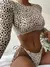 Imagen de Bikini de manga larga con estampado de leopardo, traje de baño para mujer.