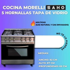 COCINA MORELLI SAHO 5 HORNALLAS TAPA VIDRIO