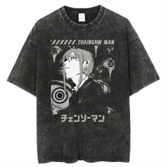 Camiseta gráfica de motosierra de Anime para hombre y mujer