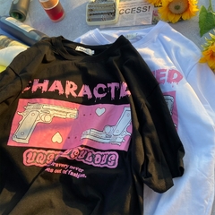 Camiseta japonesa Harajuku Hip Hop para hombre, camisa con estampado de pistola - comprar en línea