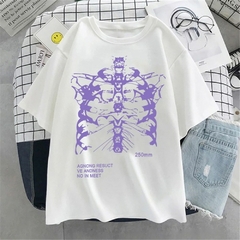 Camiseta de gran tamaño, camiseta Harajuku con estampado de calavera