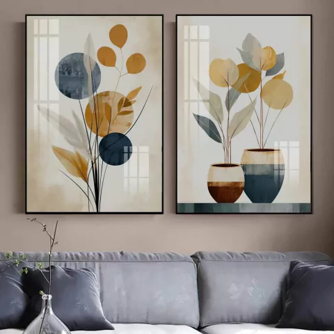 Quadros Decorativos Duo Abstrato Folhagens