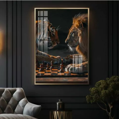 Quadro Decorativo Leão e Tigre