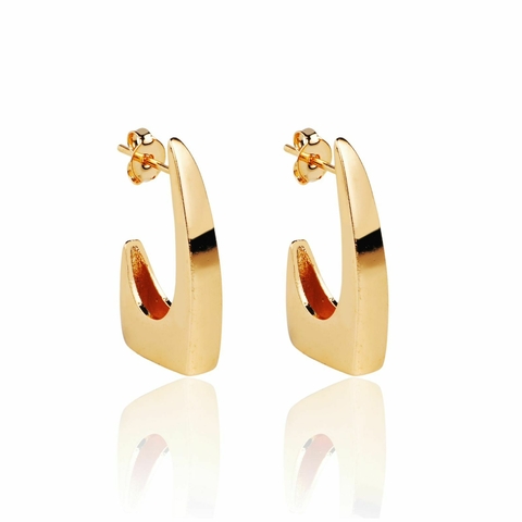 Brinco Argola "L" Semijoia Ouro 18K