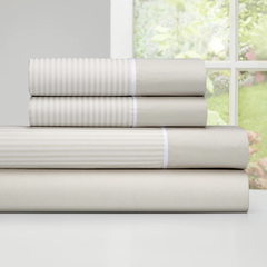 SABANAS CANNON 200 HILOS BLANCAS C/ RAYAS NATURALES KING 1.80X2.00/2.00X2.00 CM. (LB121) en internet