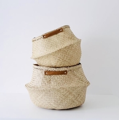 CANASTO FIBRA NATURAL CON MANIJA DE ECO-CUERO XL - Felicitas Home