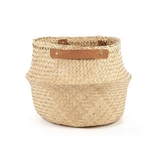CANASTO FIBRA NATURAL CON MANIJA DE ECO-CUERO XL - comprar online